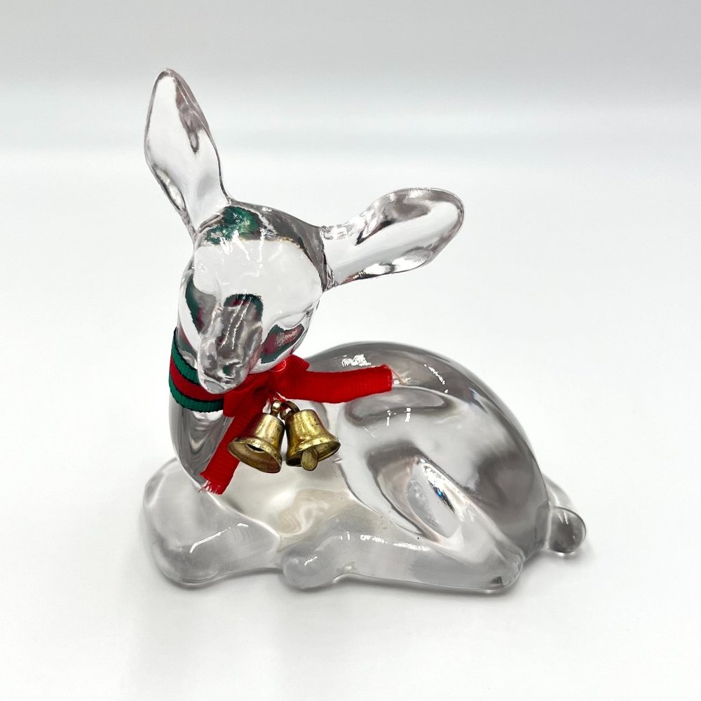 Fenton Vintage Deer Fawn Clear Art Glass Collectible Figurine‎ Paperweight Decor
